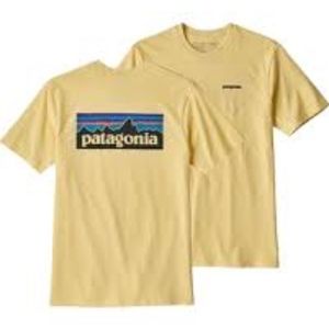 Mens's yellow Patagonia Logo t-shirt